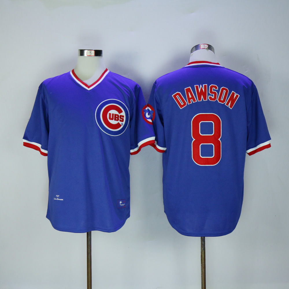Men Chicago Cubs #8 Dawson Blue Throwback MLB Jerseys->chicago cubs->MLB Jersey